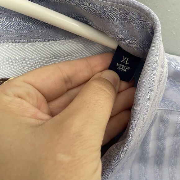 Robert Graham Dress Shirt Mens XLarge Blue Abstract Stripe Button Up Long Sleeve - Picture 5 of 11